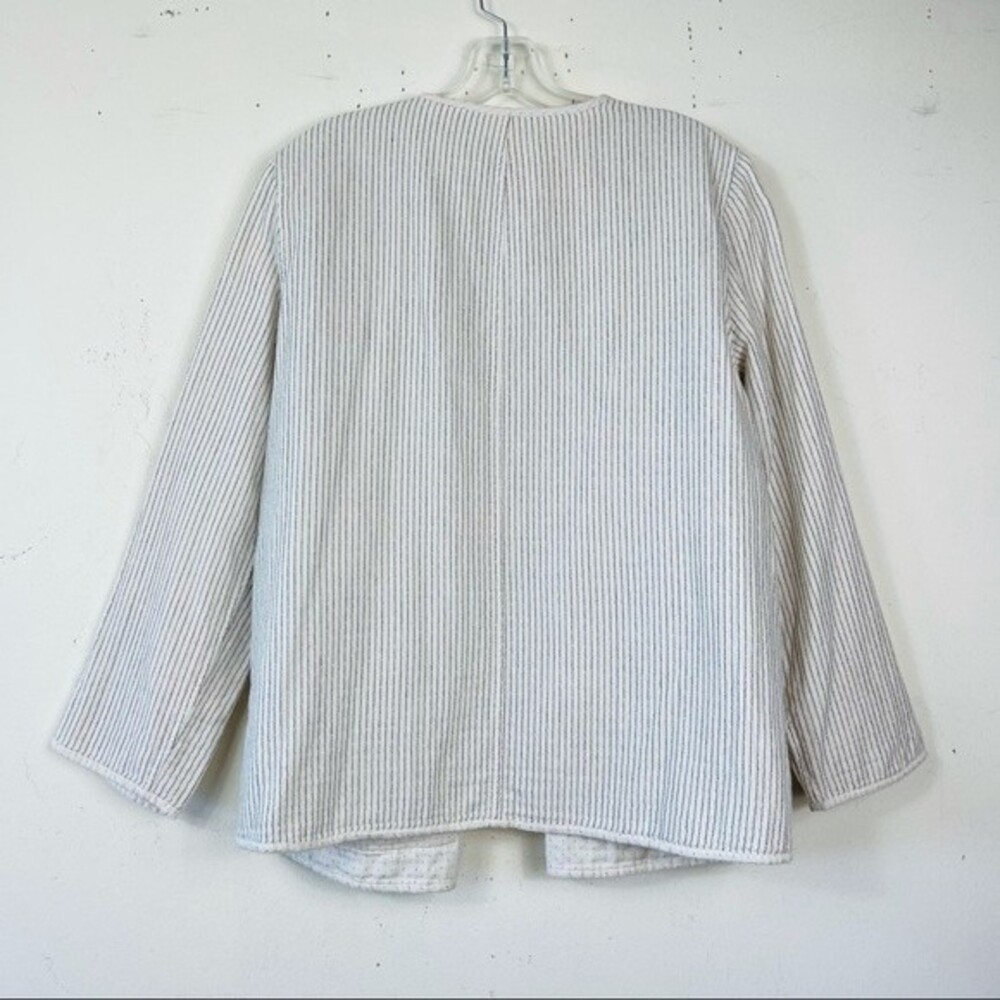 EILEEN FISHER REVERSIBLE COTTON KIMONO JACKET M Open Front Lagenlook Blazer - Picture 11 of 13